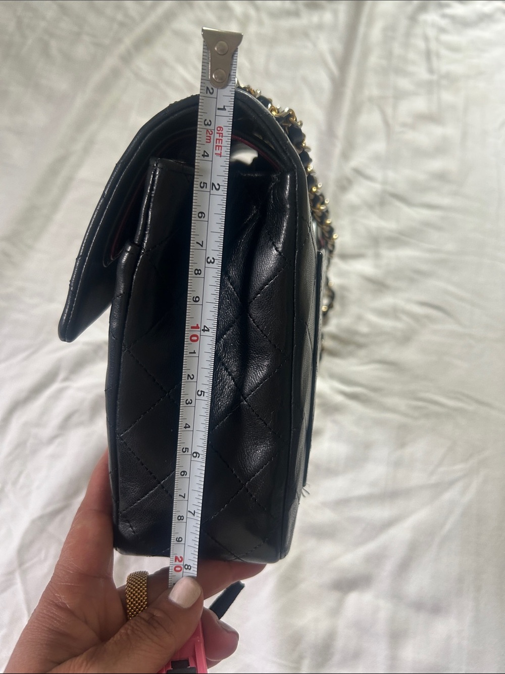 CHANEL Black Quilted Lambskin Classic Flap Bag with Gold Hardware - Picture 13 of 15